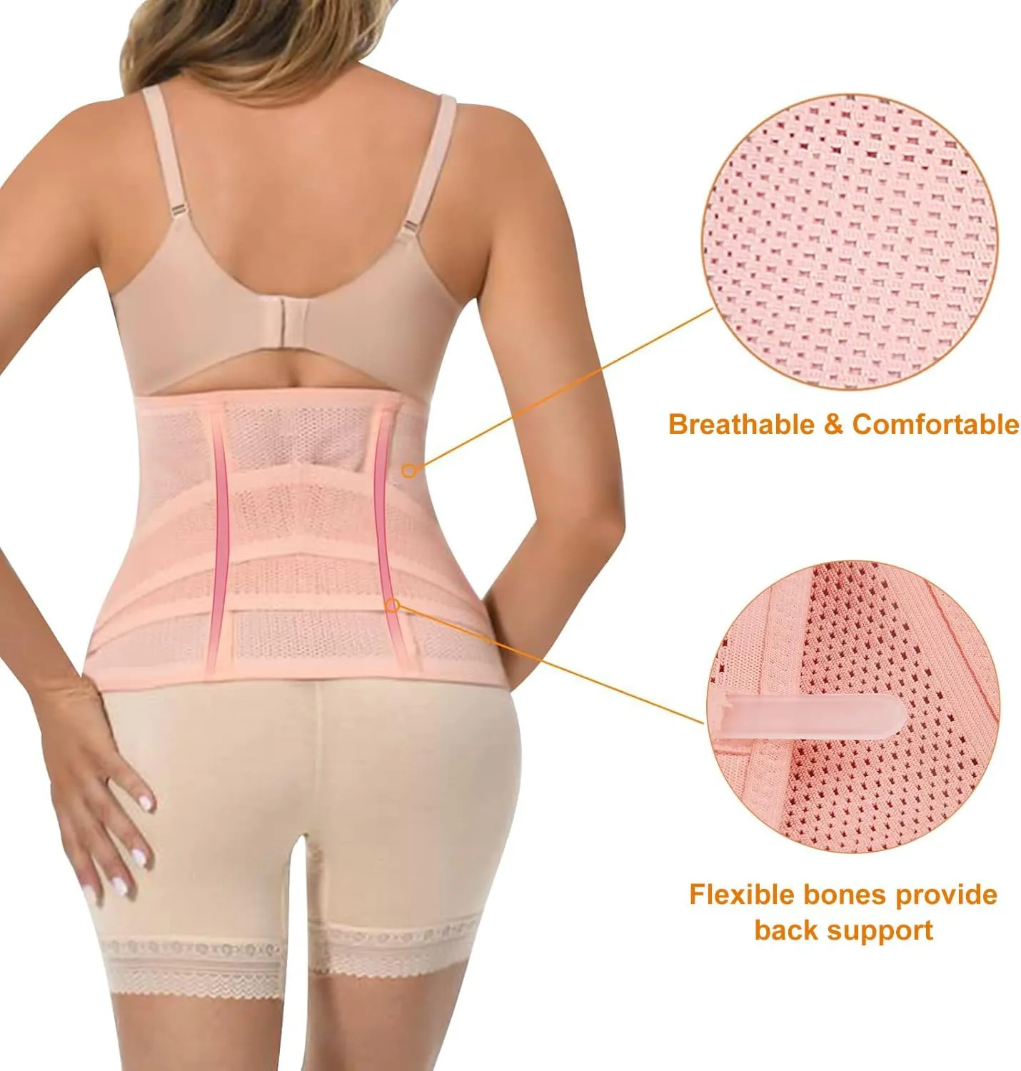 Trendyline Postpartum Essentials: Postpartum Belly Band - C Section Postpartum Belly Wrap - Recovery Belly Support Abdominal Binder Post Surgery Girdle Pink