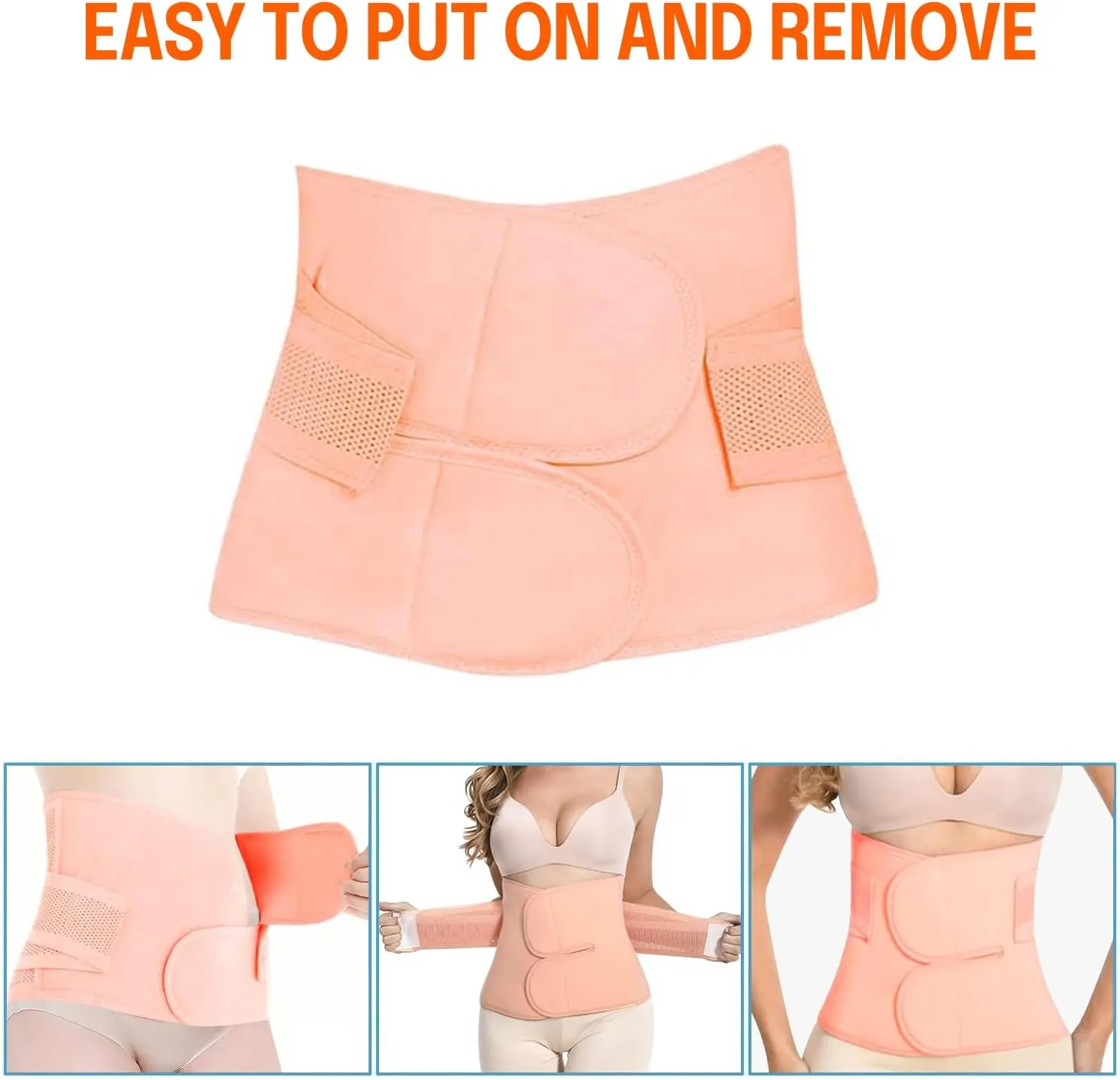 Trendyline Postpartum Essentials: Postpartum Belly Band - C Section Postpartum Belly Wrap - Recovery Belly Support Abdominal Binder Post Surgery Girdle Pink
