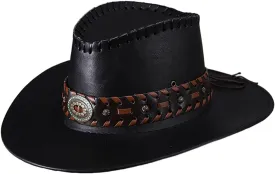 Vintage Western Cowboy Hat for Men Women - Wide Brim Cowgirl Fedora Hats Wide Brim Felt Cowboy Hat for Women Men