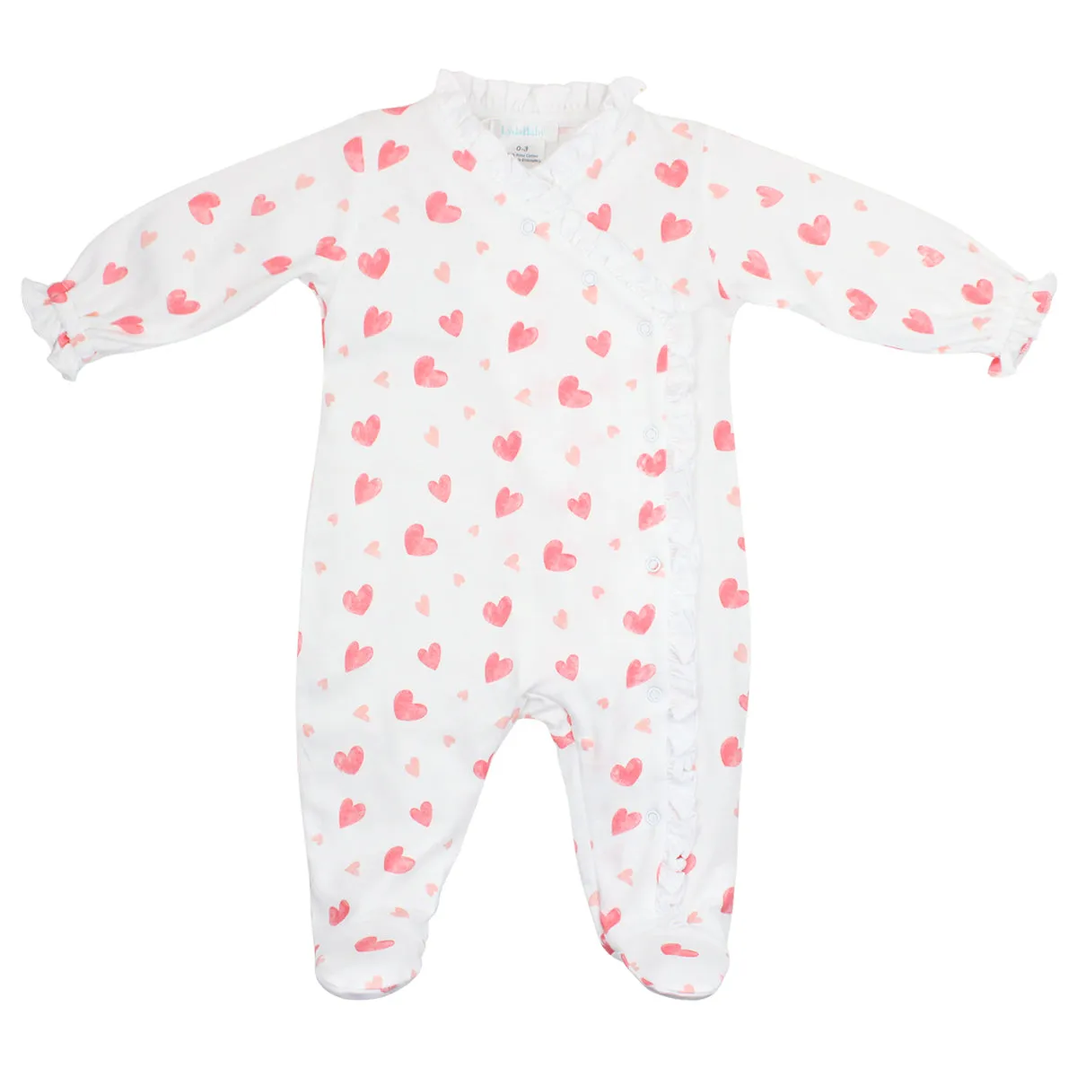 Watercolor Hearts Printed Footie | Baby Girl