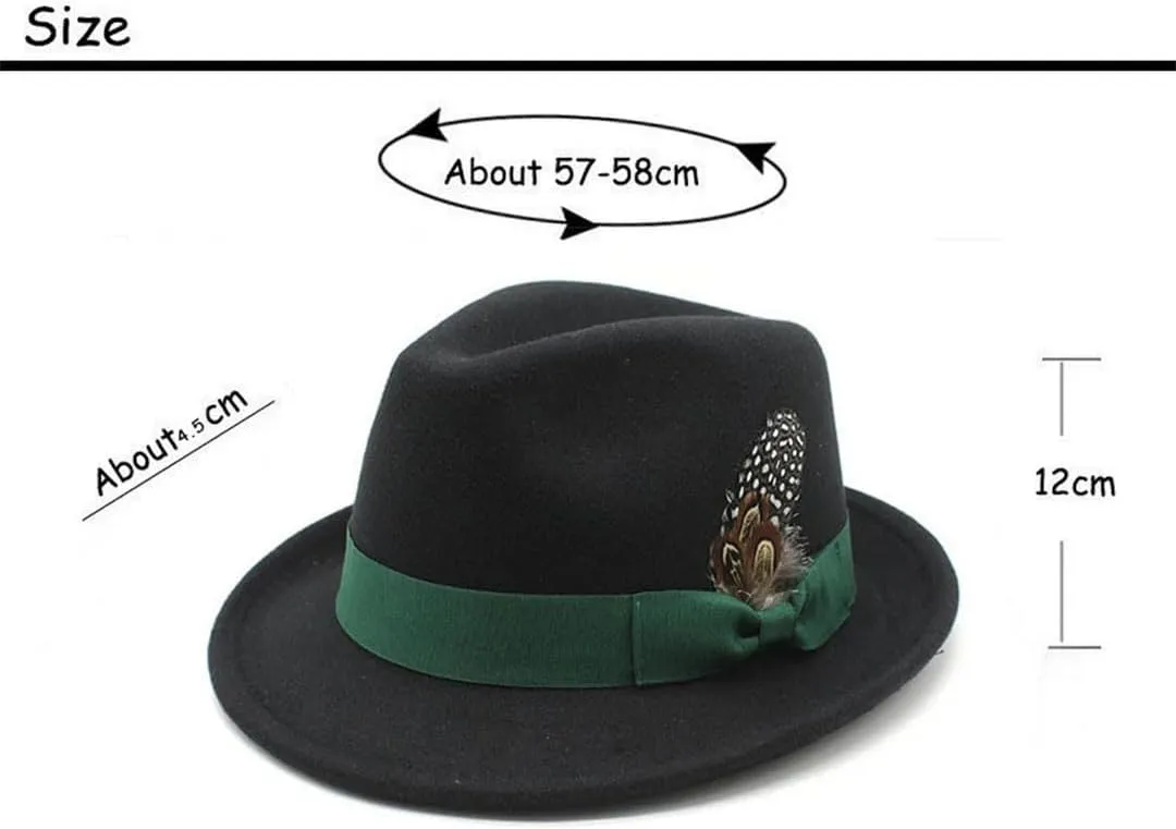 Women and Men Four Seasons Fedoras Caps British Cup Hat Cotton Polyester Small Brim Feather Decoration Hat