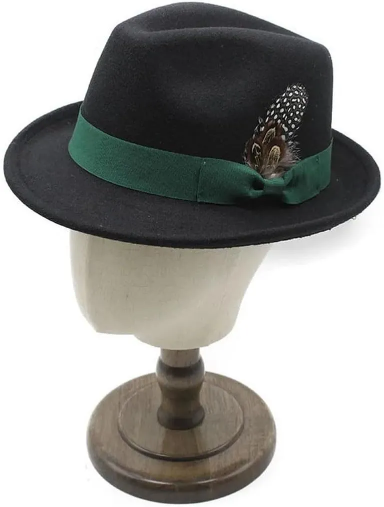 Women and Men Four Seasons Fedoras Caps British Cup Hat Cotton Polyester Small Brim Feather Decoration Hat