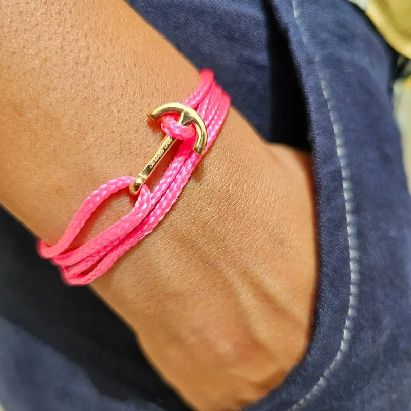 YACHT CLUB mini anchor bracelet neon pink