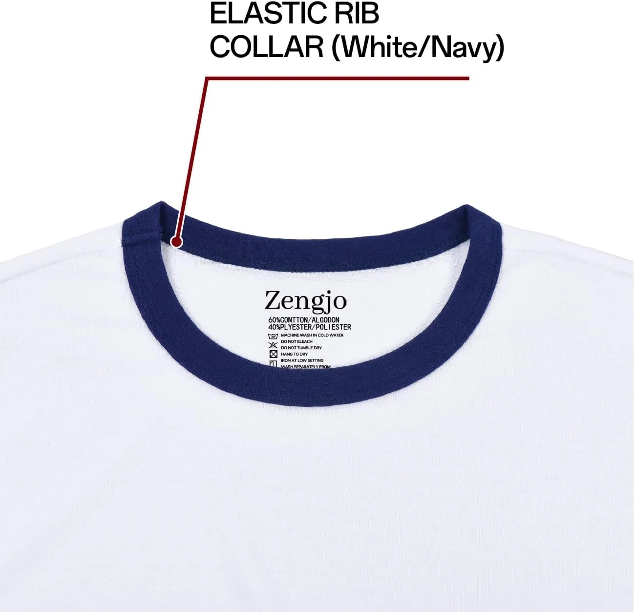 Zengjo Men's Ringer Tee Crewneck Athletic T Shirts Short Sleeve Sport Shirt for Men
