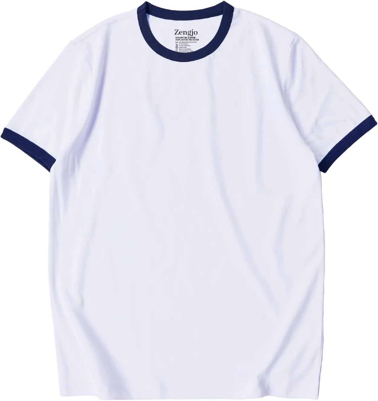 Zengjo Men's Ringer Tee Crewneck Athletic T Shirts Short Sleeve Sport Shirt for Men